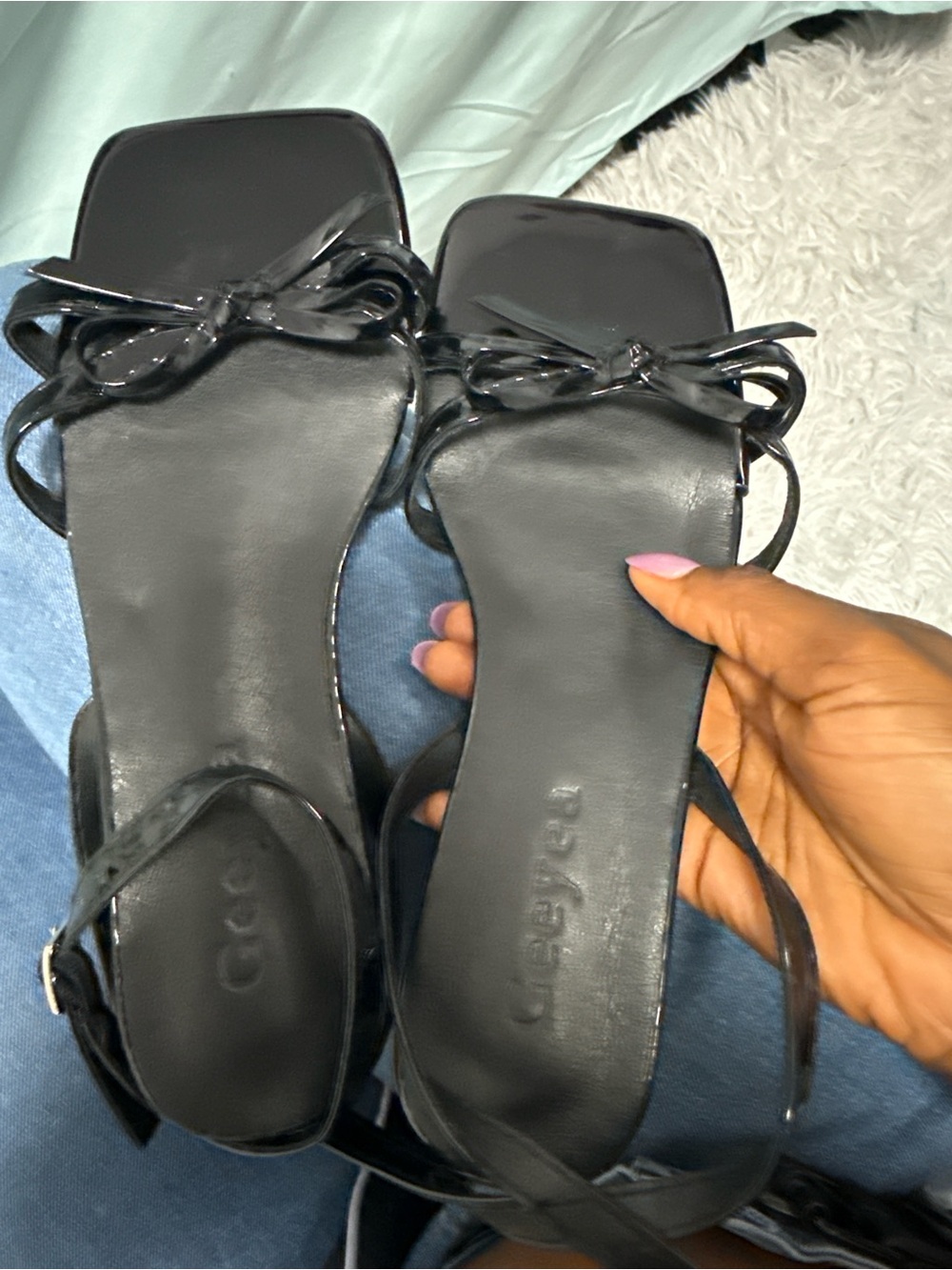 Black Strappy Square-Toe Sandals